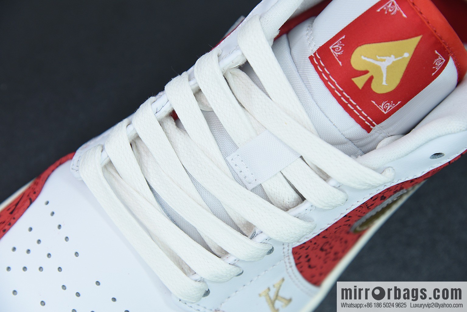 Air Jordan 1 Low AJ1 white and red gold poker, low-top basketball shoes, item number: DJ5185-100