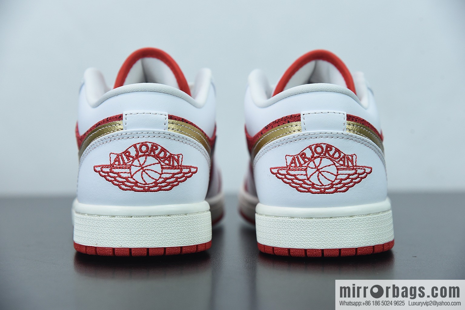 Air Jordan 1 Low AJ1 white and red gold poker, low-top basketball shoes, item number: DJ5185-100