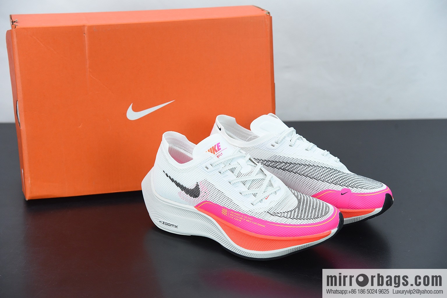 Nk ZoomX Vaporfly NEXT% 2 marathon knit breathable sports shoes, white powder, item number: DJ5457-100