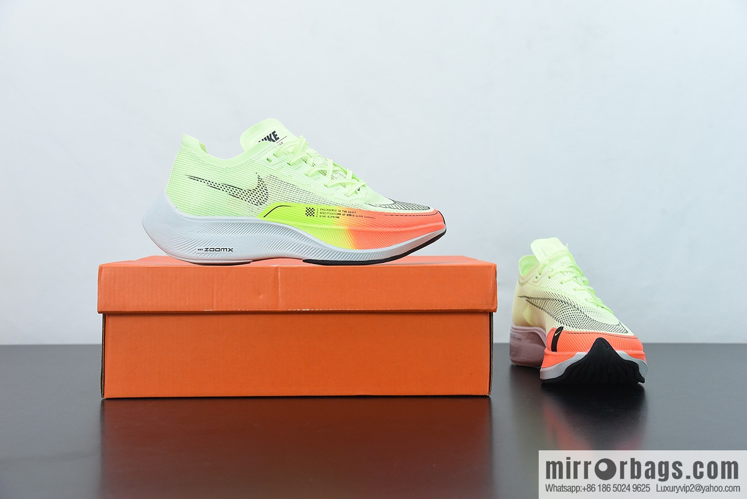 Nk ZoomX Vaporfly NEXT% 2 marathon knit breathable sports shoes, yellow orange, item number: CU4111-700