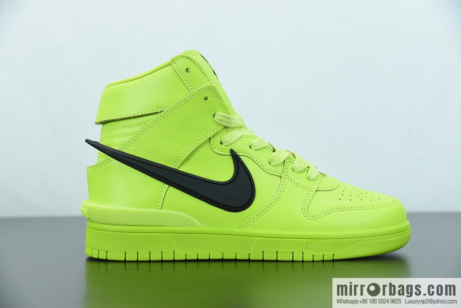 AMBUSH x SB Dunk High skate shoes high-top neon green big hook, item number: CU7544-300