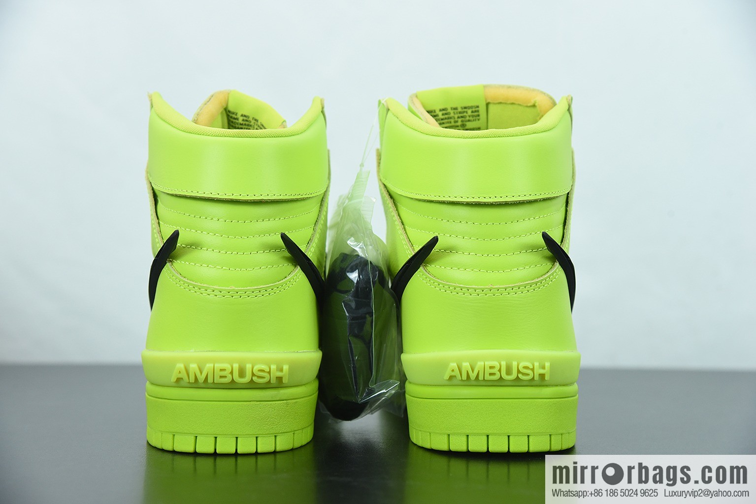 AMBUSH x SB Dunk High skate shoes high-top neon green big hook, item number: CU7544-300