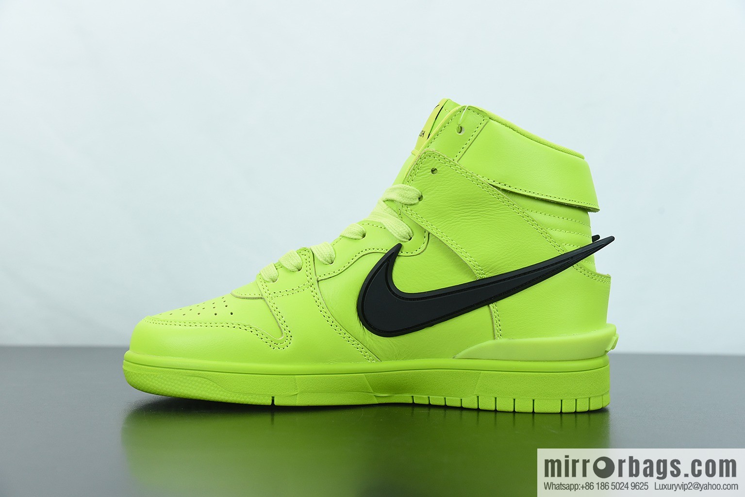 AMBUSH x SB Dunk High skate shoes high-top neon green big hook, item number: CU7544-300