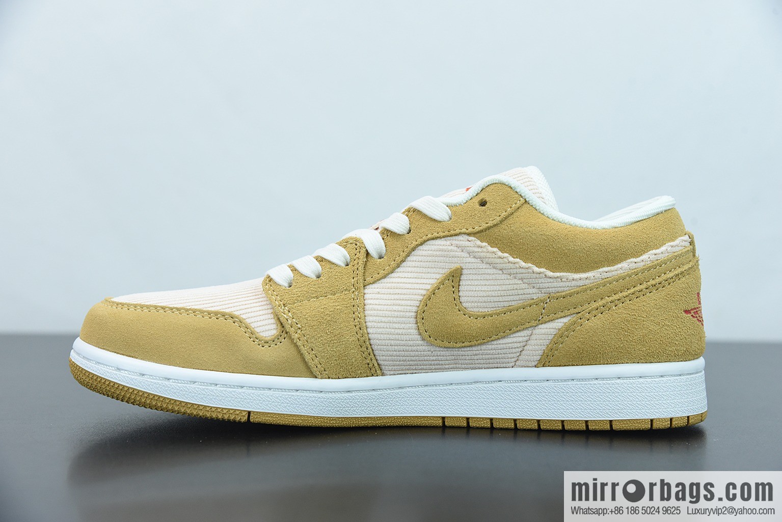 Air Jordan 1 AJ1 low beige yellow corduroy low-top basketball shoes item number: DH7820-700