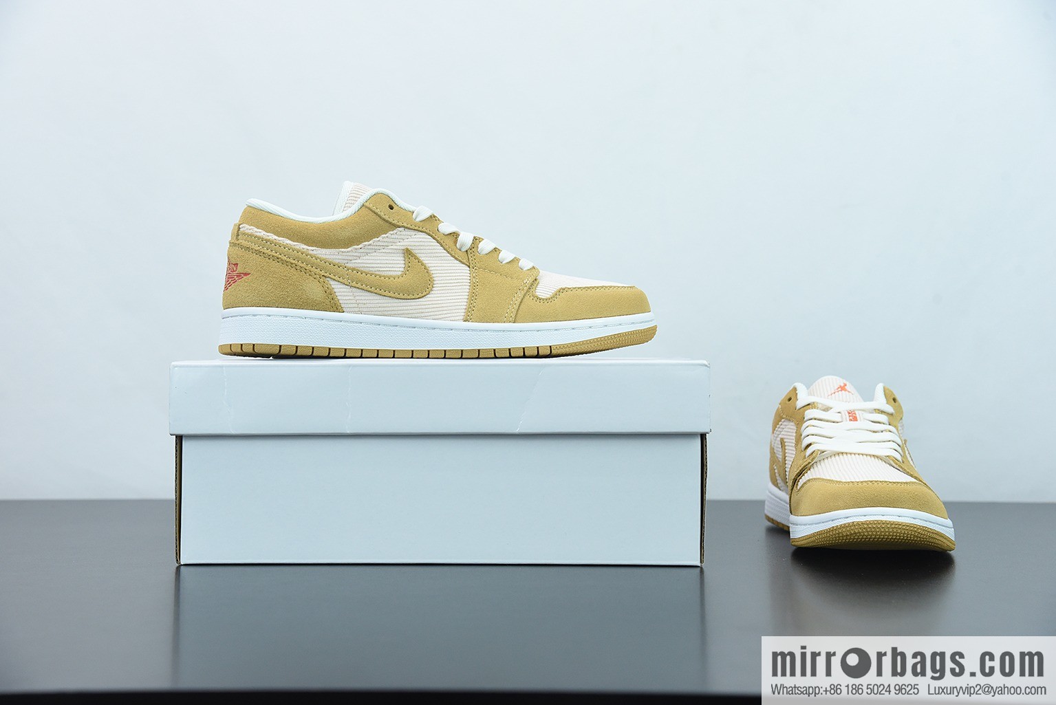 Air Jordan 1 AJ1 low beige yellow corduroy low-top basketball shoes item number: DH7820-700