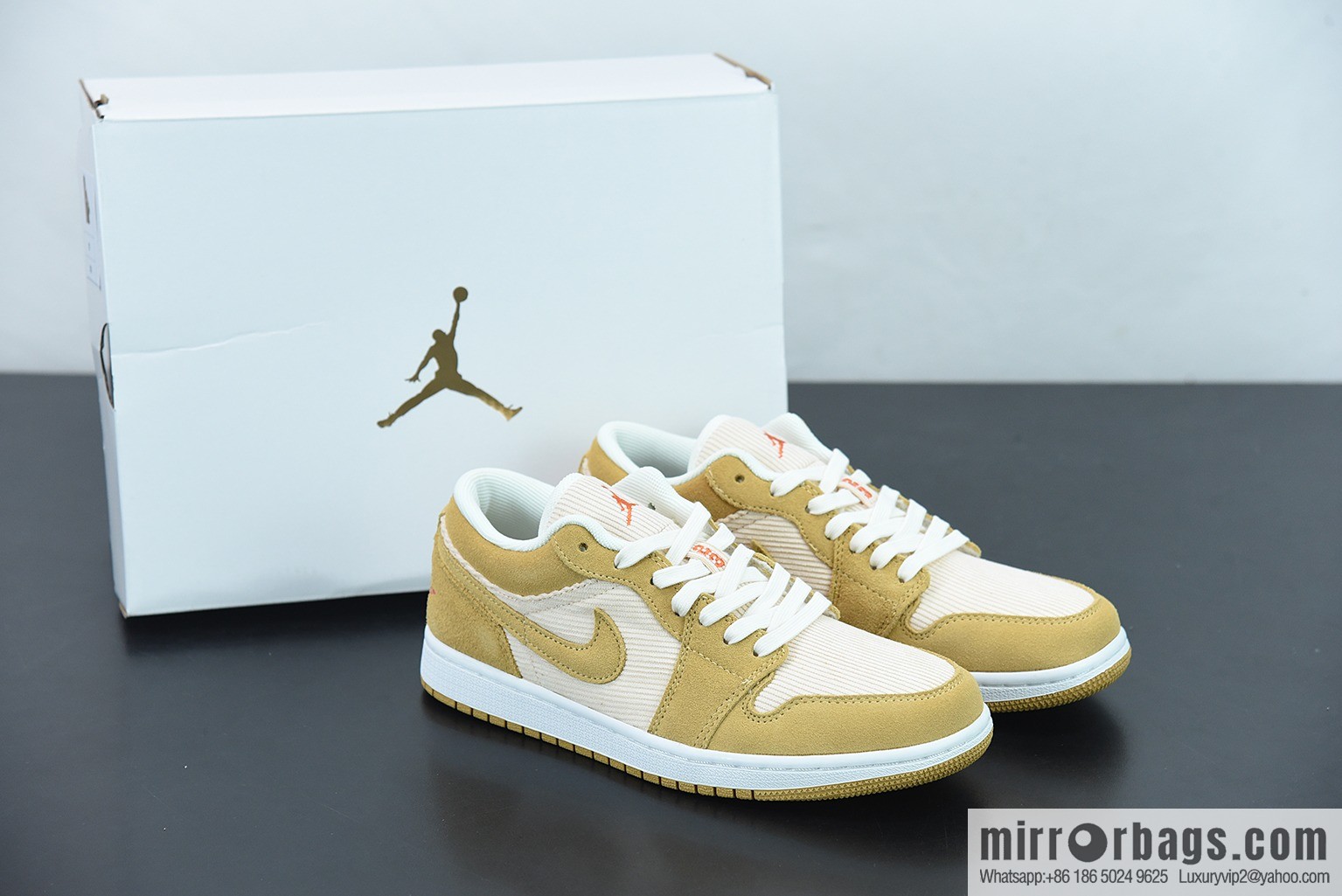Air Jordan 1 AJ1 low beige yellow corduroy low-top basketball shoes item number: DH7820-700