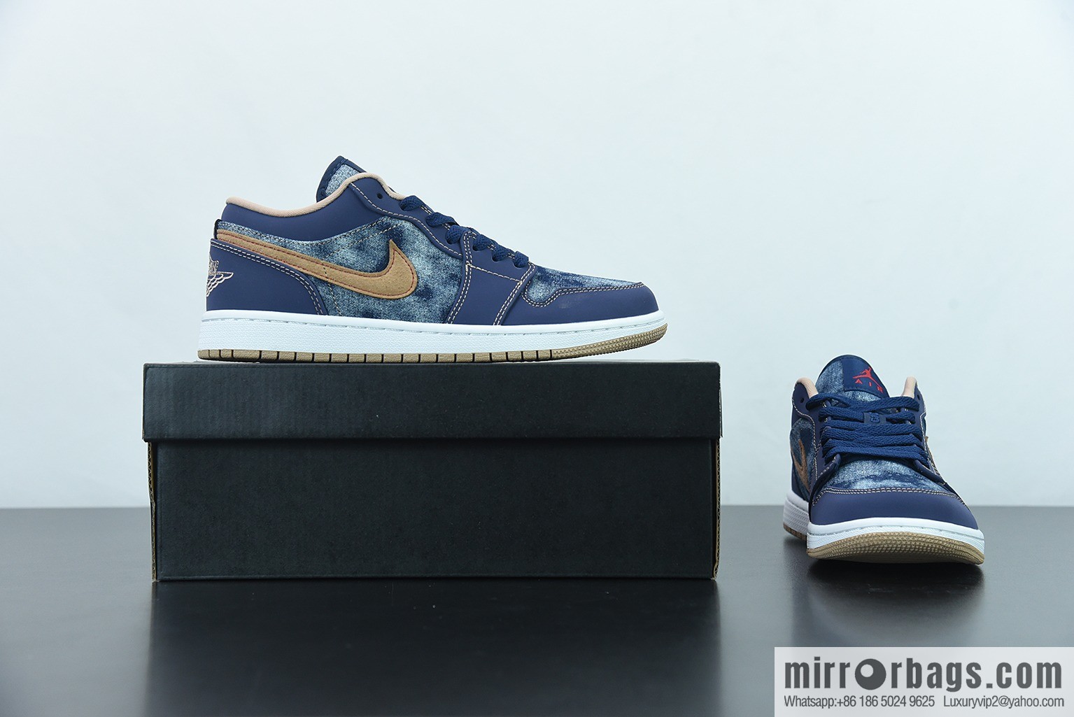 Air Jordan 1 Low AJ1 Joe 1 dark blue denim, low-top cultural leisure sports shoes, item number: DH1259-400