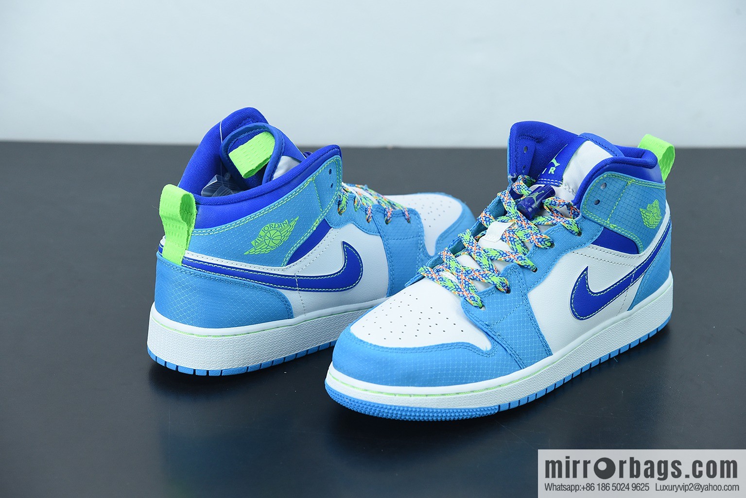 Air Jordan 1 Mid AJ1 Joe 1 blue and green middle help cultural basketball shoes, item number: DA8010-400