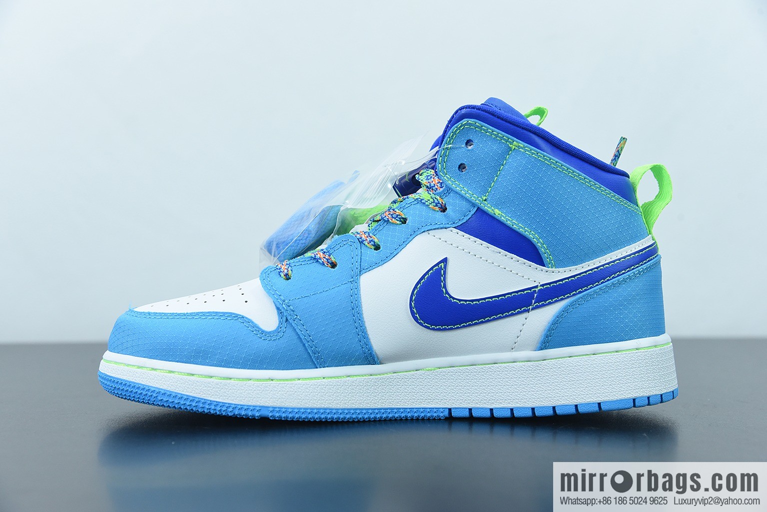 Air Jordan 1 Mid AJ1 Joe 1 blue and green middle help cultural basketball shoes, item number: DA8010-400