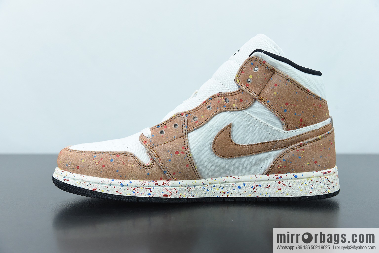 Air Jordan 1 Mid AJ1 Joe 1 watercolor ink fluorescent, Zhongbang basketball shoes, item number: DA8005-100