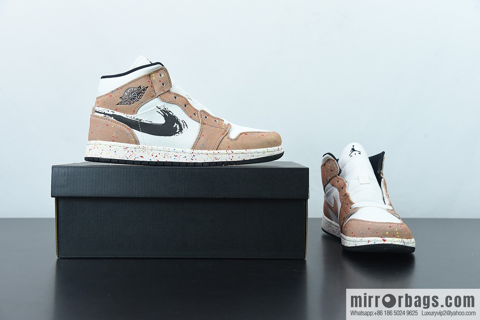 Air Jordan 1 Mid AJ1 Joe 1 watercolor ink fluorescent, Zhongbang basketball shoes, item number: DA8005-100