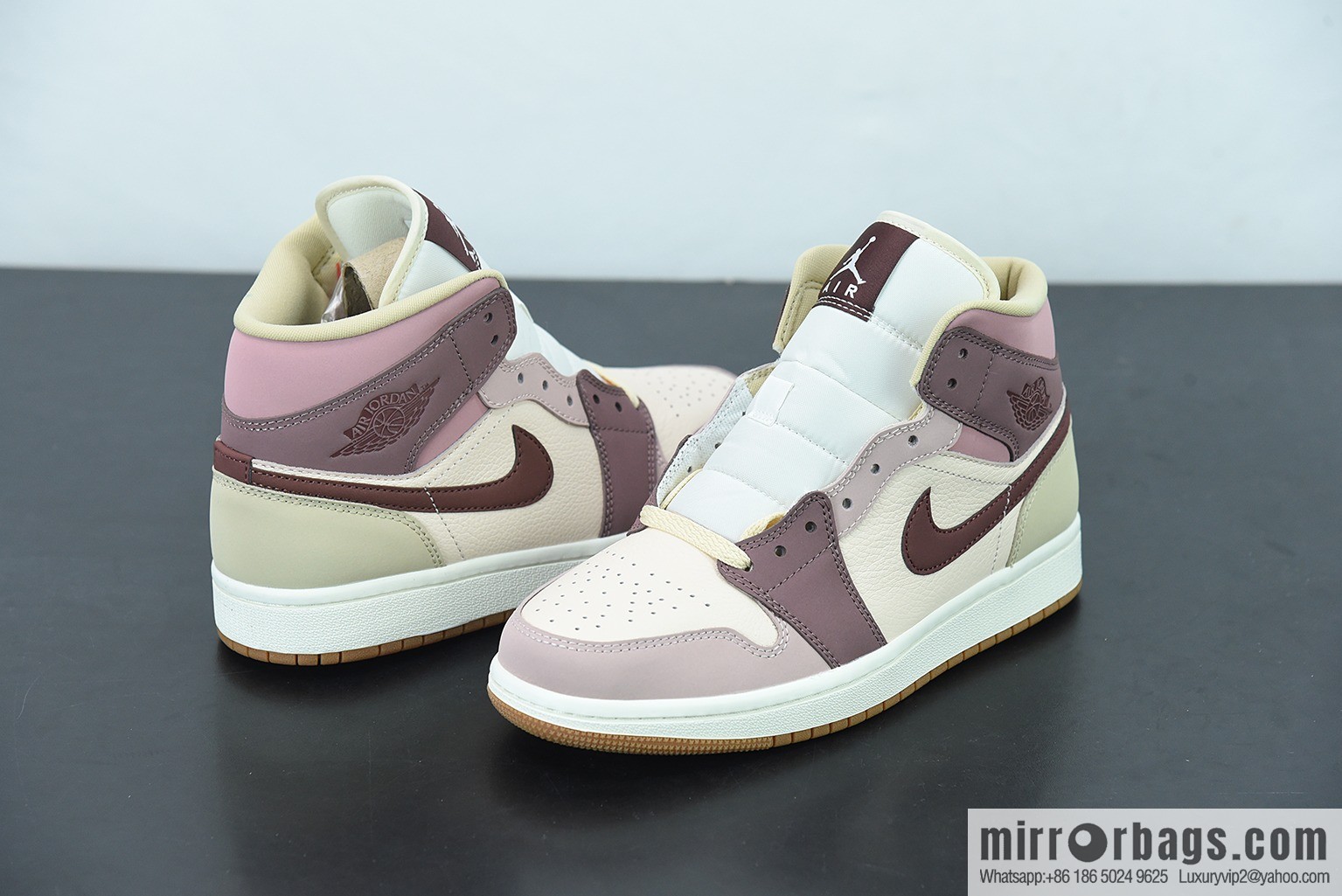 Air Jordan AJ1 Mid Gang, Red Bean Milk Tea Mid Gang Cultural Basketball Shoes, Item Number: DO7440-821