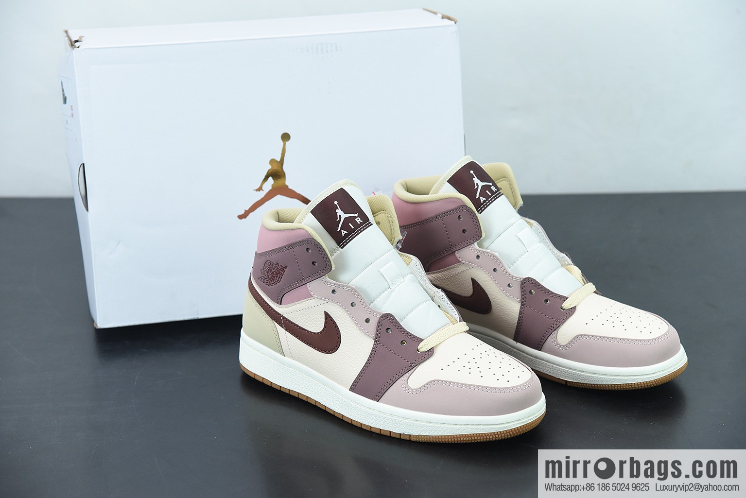 Air Jordan AJ1 Mid Gang, Red Bean Milk Tea Mid Gang Cultural Basketball Shoes, Item Number: DO7440-821