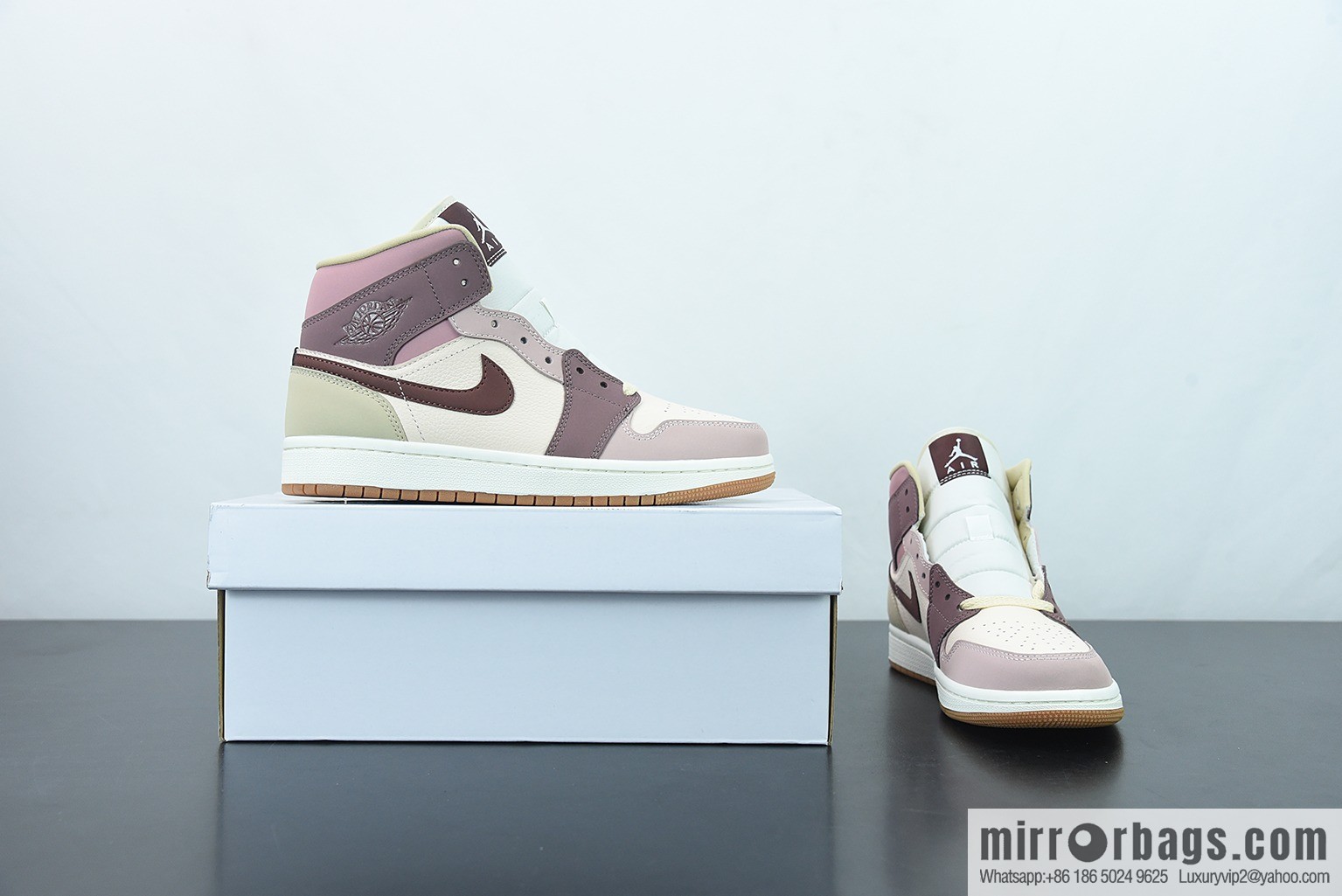 Air Jordan AJ1 Mid Gang, Red Bean Milk Tea Mid Gang Cultural Basketball Shoes, Item Number: DO7440-821