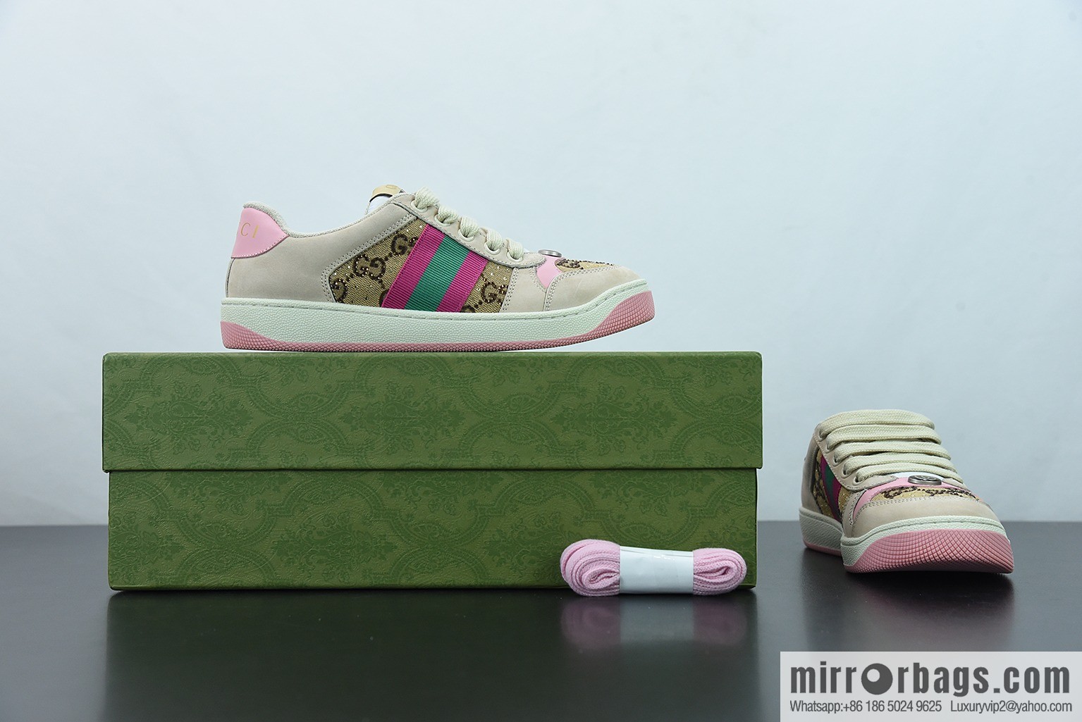 Gucci 2022 early spring the latest rhinestone models Distressed Screener sneakers Gucci small dirty shoes