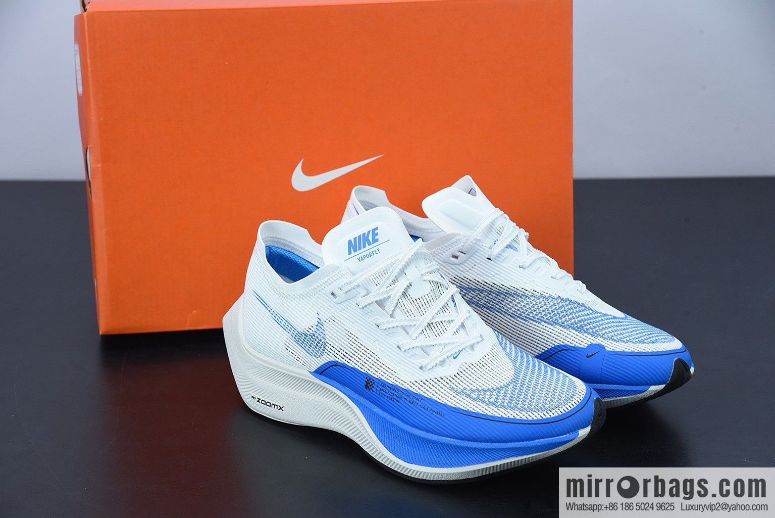 Nk ZoomX Vaporfly NEXT% 2 marathon knit breathable sports shoes, white and blue CU4111-102