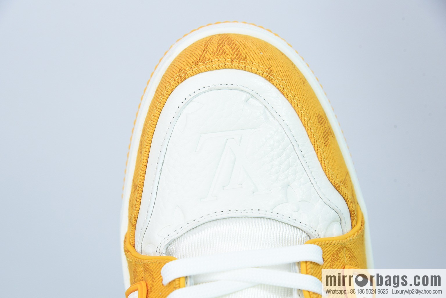 0D5G7 top pure original Louis Vuitton /LV donkey brand 2021Trainer series/board shoes, denim yellow white yellow denim