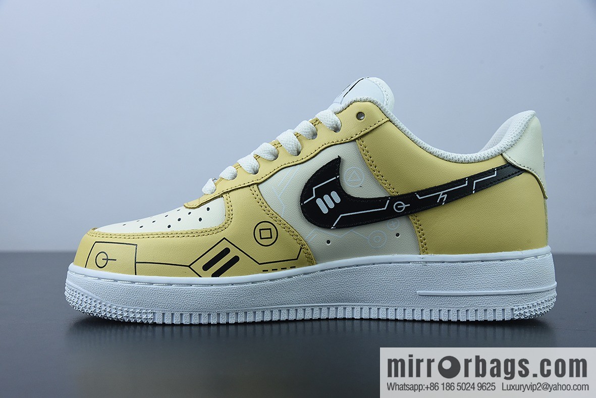 NK Air Force 1 Low PS5 video game black and white yellow, item number CW2288-113 Air Force One low-top versatile casual sports shoes