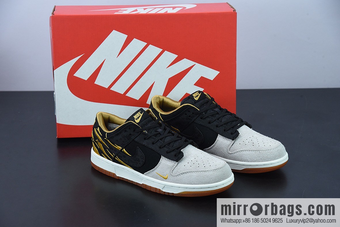 H03G5 pure original version Nk SB Dunk Low CNY Year of the Tiger black yellow tiger pattern SB dunk series Vintage low-top board shoes, item number: DQ5351-001