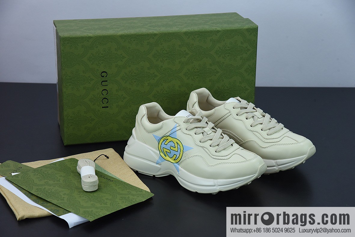 Gucci Rhyton Vintage Trainer Sneaker Gucci Daddy 5D leather (fabric) horned Vintage jogging shoes