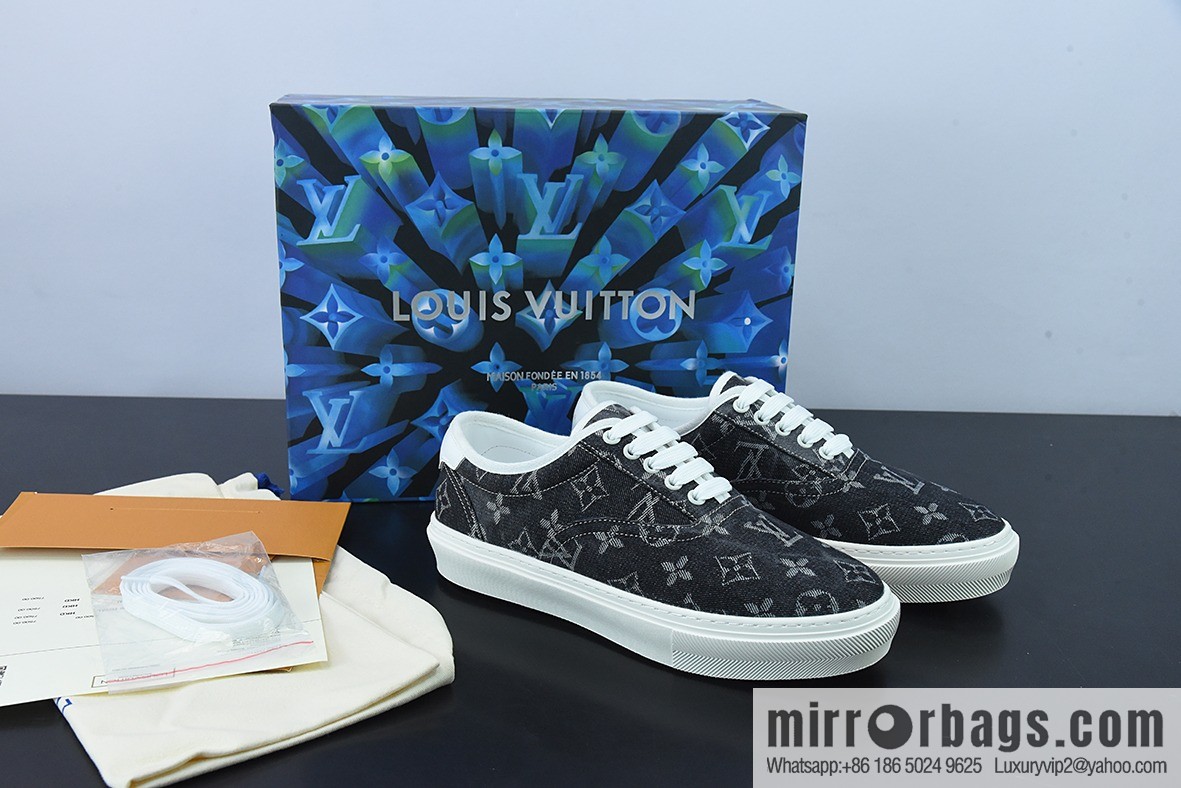 LV/Louis Vuitton G00H7 Donkey Home Series LV Denim Canvas Shoes, Denim Shoes
