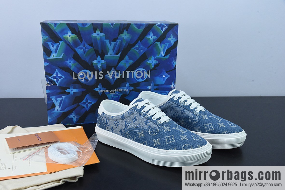 LV/Louis Vuitton G00H7 Donkey Home Series LV Denim Canvas Shoes, Denim Shoes