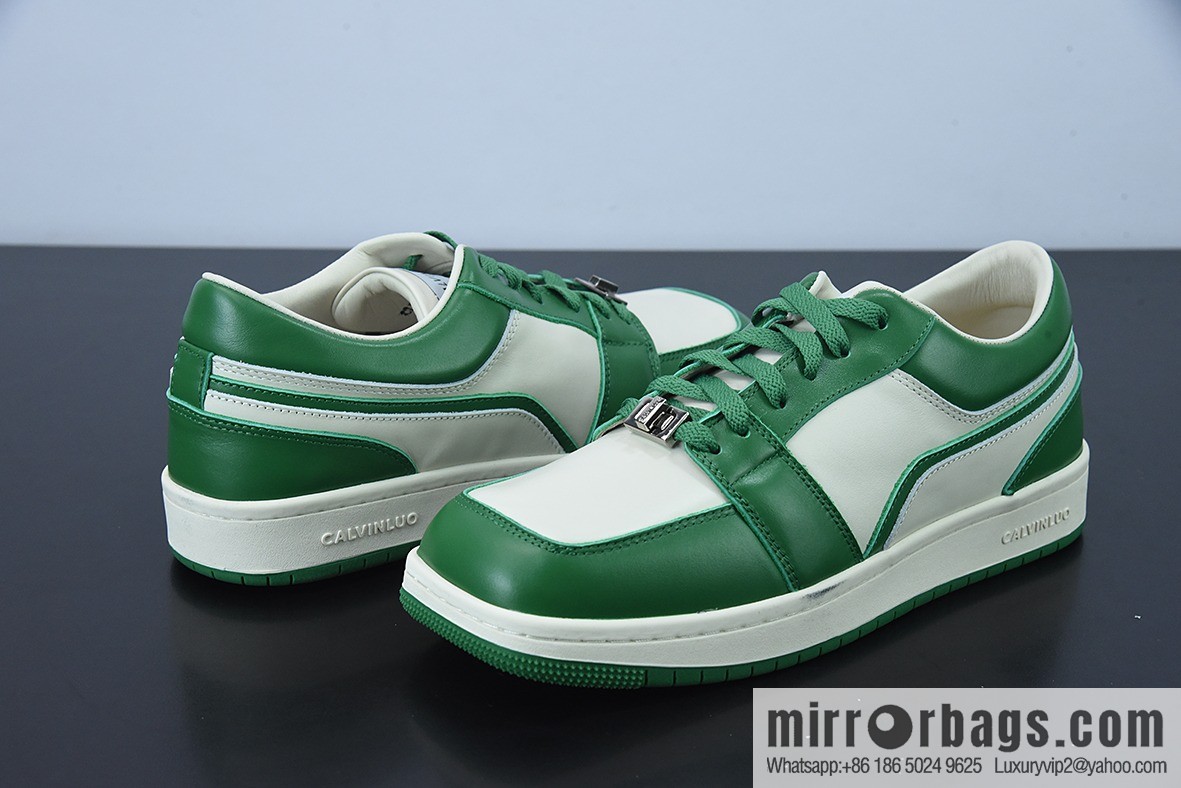 CALVINLUO granular first layer leather upper material #back help inner package soft calfskin low top sneakers