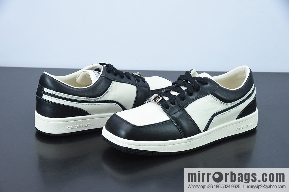 CALVINLUO granular first layer leather upper material #back help inner package soft calfskin low top sneakers