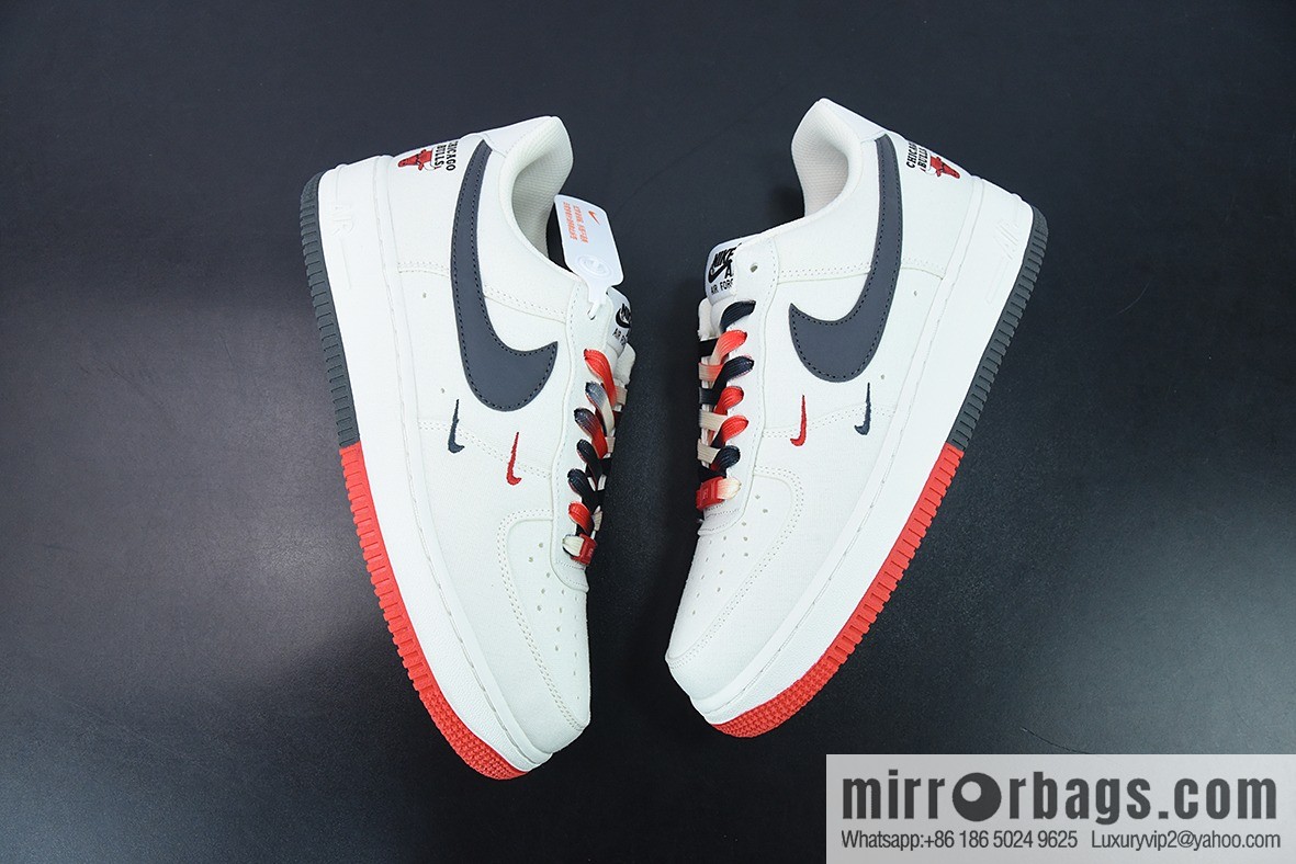 Nk Air Force 1 AF1 Air Force One/Low Top, White Black Red, Canvas, Multi-Hook NBA Chicago Bulls, City Limited Item Number: NA2022-005