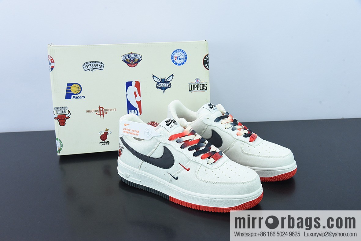 Nk Air Force 1 AF1 Air Force One/Low Top, White Black Red, Canvas, Multi-Hook NBA Chicago Bulls, City Limited Item Number: NA2022-005