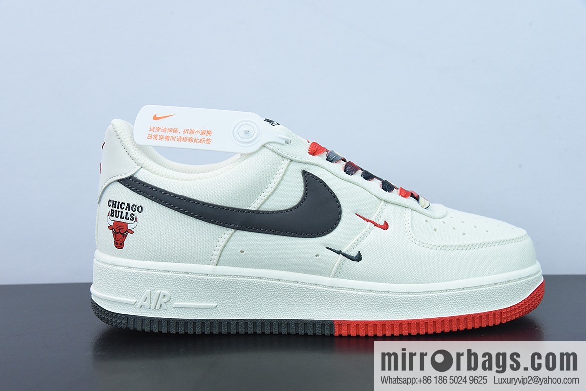Nk Air Force 1 AF1 Air Force One/Low Top, White Black Red, Canvas, Multi-Hook NBA Chicago Bulls, City Limited Item Number: NA2022-005