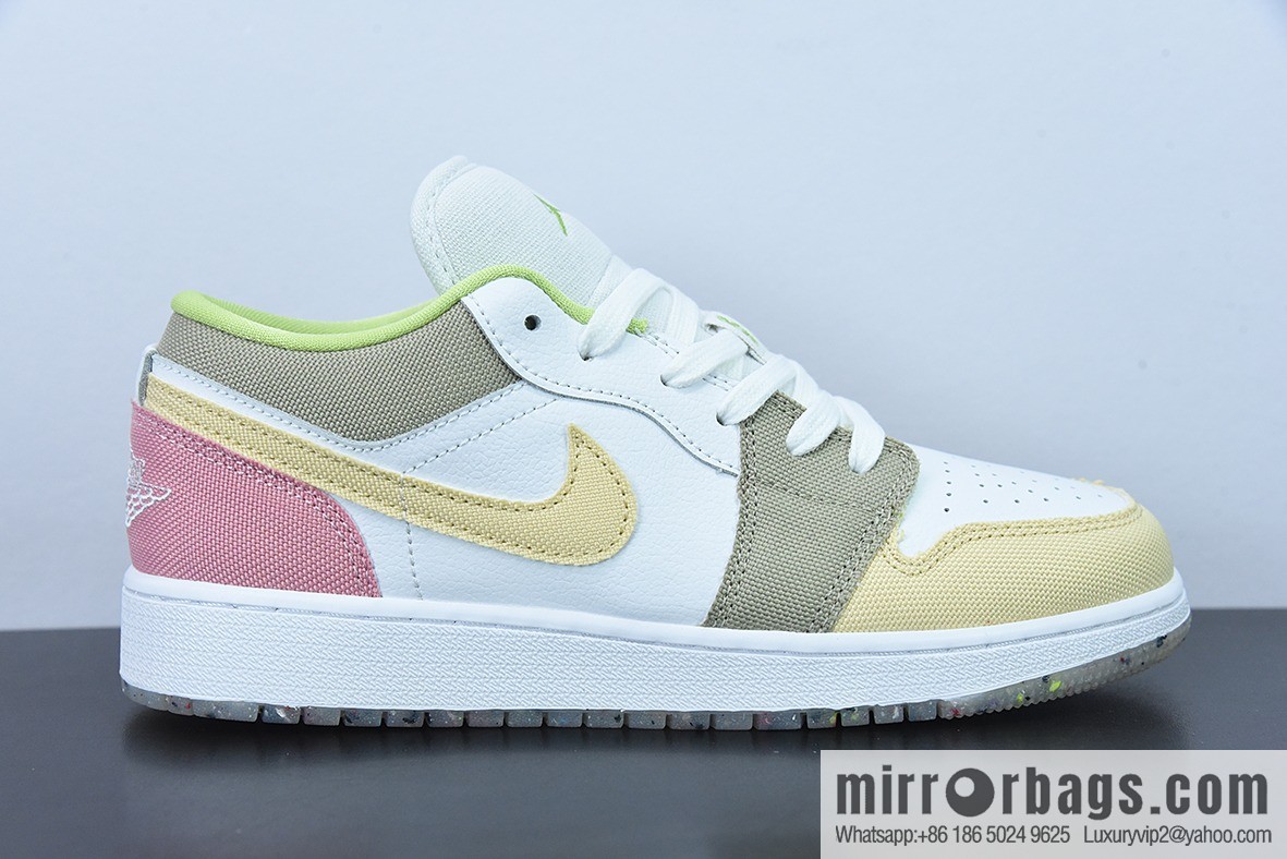Pure Original Air Jordan 1 Low AJ1 white pink brown patchwork casual women's low help item number: DJ0341-100