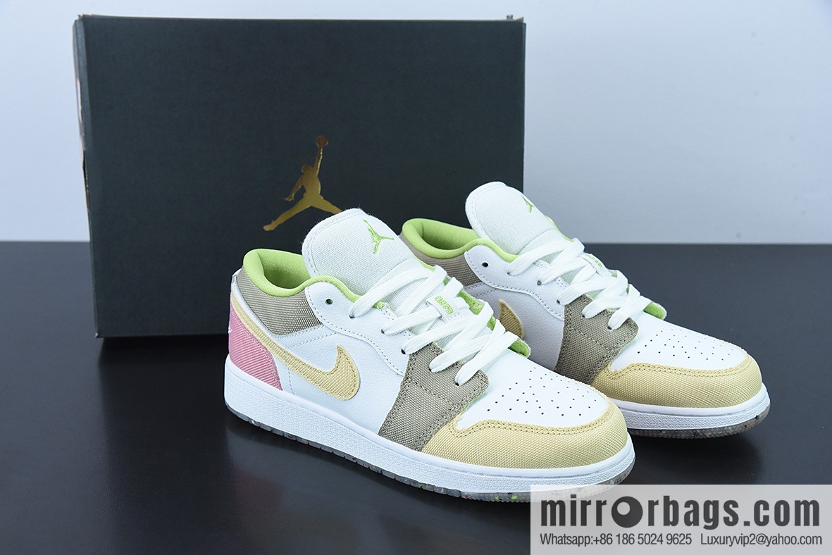 Pure Original Air Jordan 1 Low AJ1 white pink brown patchwork casual women's low help item number: DJ0341-100
