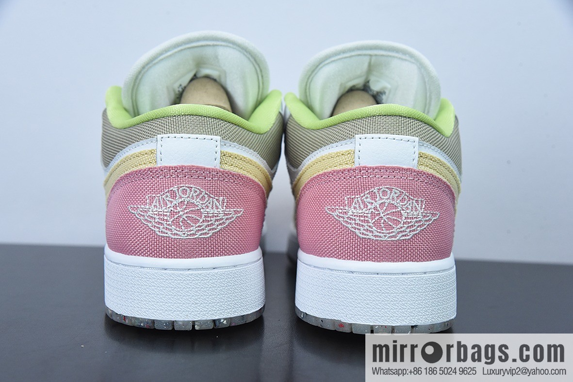 Pure Original Air Jordan 1 Low AJ1 white pink brown patchwork casual women's low help item number: DJ0341-100