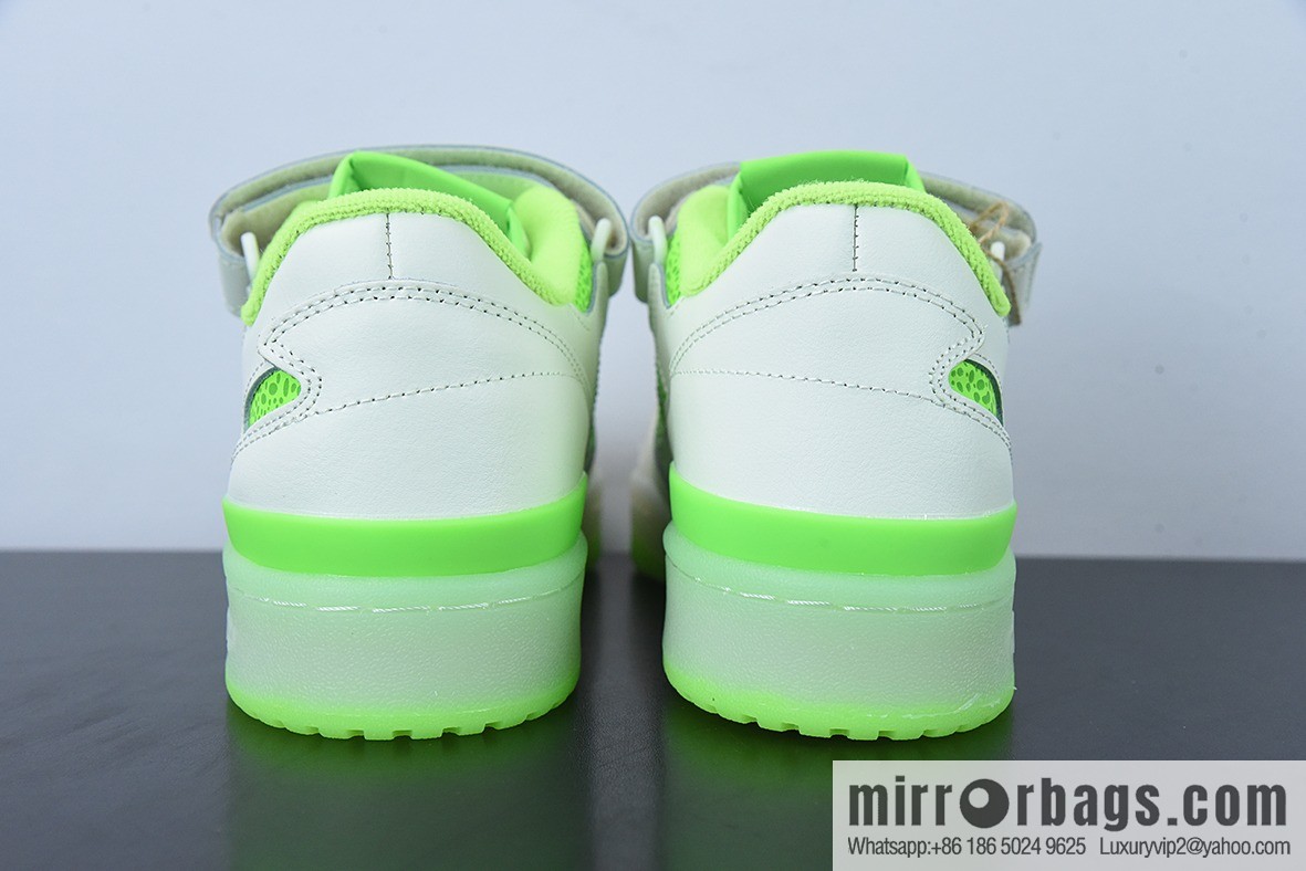 AD Adi Forum Low leather (fabric) white neon green polka dot low top sports and leisure board shoes FY8018
