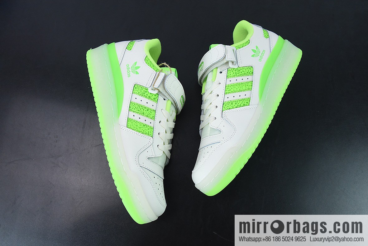 AD Adi Forum Low leather (fabric) white neon green polka dot low top sports and leisure board shoes FY8018
