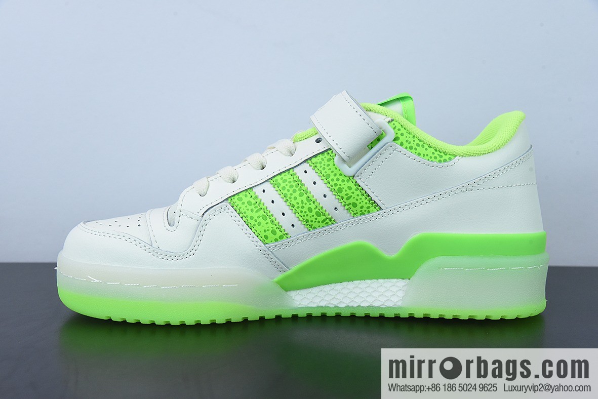 AD Adi Forum Low leather (fabric) white neon green polka dot low top sports and leisure board shoes FY8018