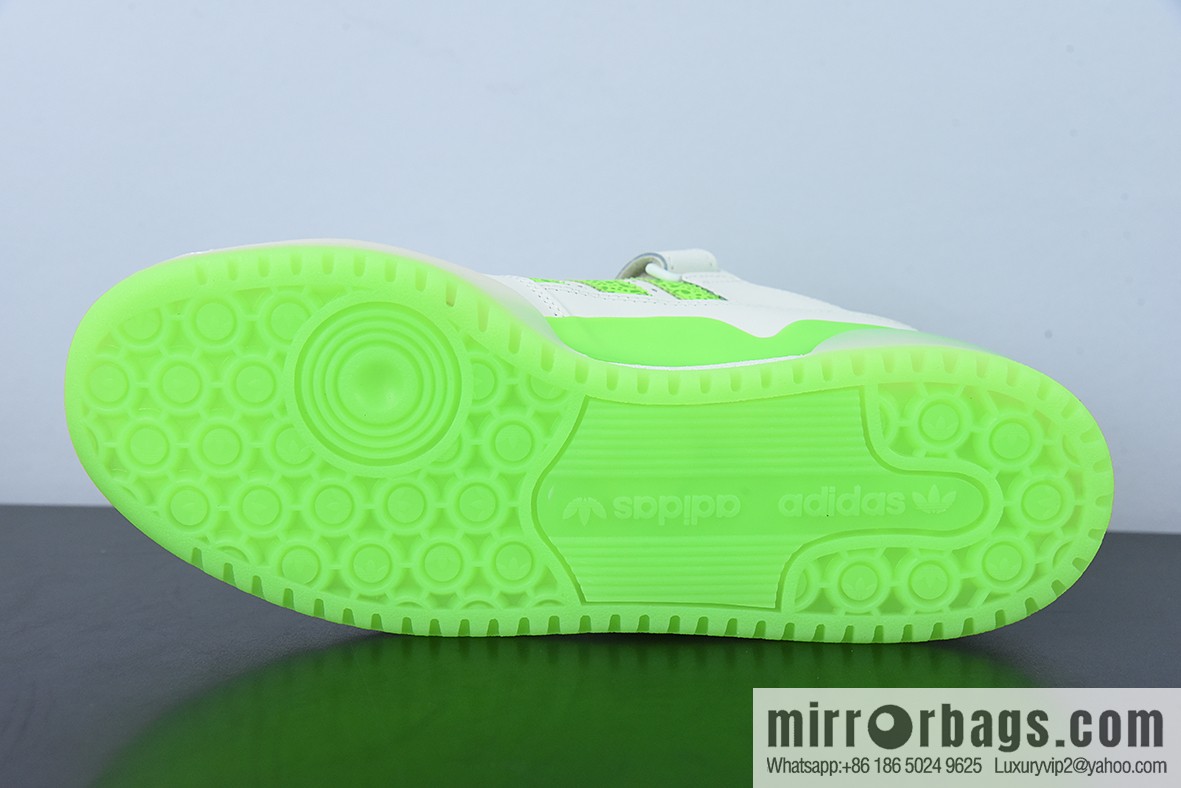 AD Adi Forum Low leather (fabric) white neon green polka dot low top sports and leisure board shoes FY8018