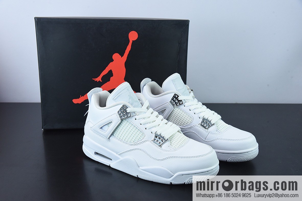 D0F1S5 Pure Original Air Jordan AJ4 Retro Pure White/White Cat Men's sneakers Part Number: 308497-100