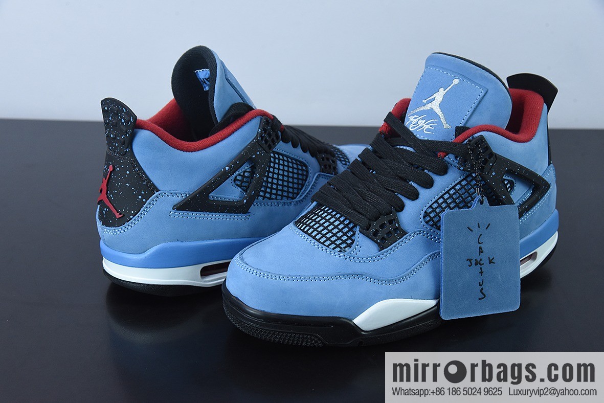 Travis Scott x Air Jordan AJ4 TS joint ice blue men's sneakers item number 308497-406