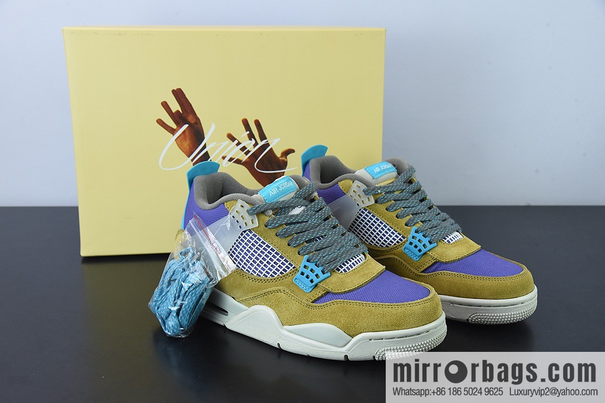 D0F1S5 pure original Air Jordan 4 AJ4 brown yellow purple Union LA joint men sneakers desert moss 30th anniversary item number: DJ5718 300