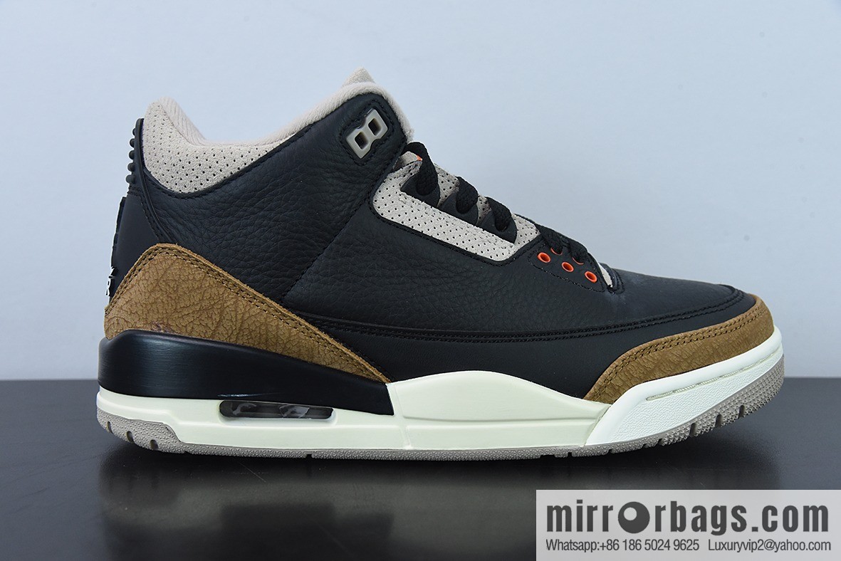 L00H6 Pure Original Air Jordan 3 Retro aj3 Black Brown, Elephant Men's Sneakers CT8532-008