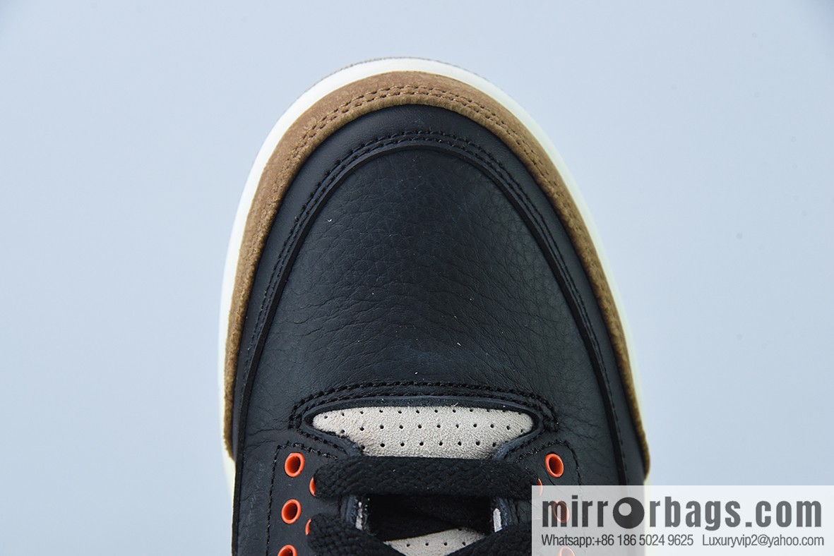 L00H6 Pure Original Air Jordan 3 Retro aj3 Black Brown, Elephant Men's Sneakers CT8532-008