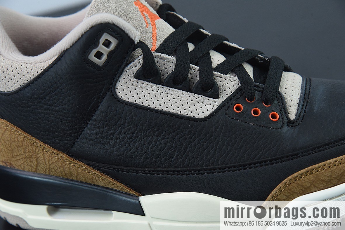L00H6 Pure Original Air Jordan 3 Retro aj3 Black Brown, Elephant Men's Sneakers CT8532-008