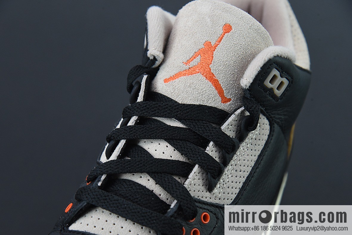 L00H6 Pure Original Air Jordan 3 Retro aj3 Black Brown, Elephant Men's Sneakers CT8532-008