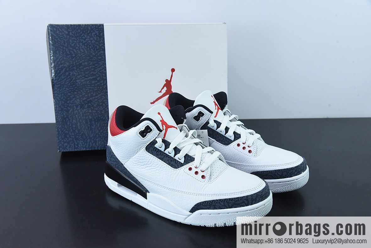 Air Jordan 3 SE-T Denim Fire Red AJ3 Flame Red, Japanese men's sneakers