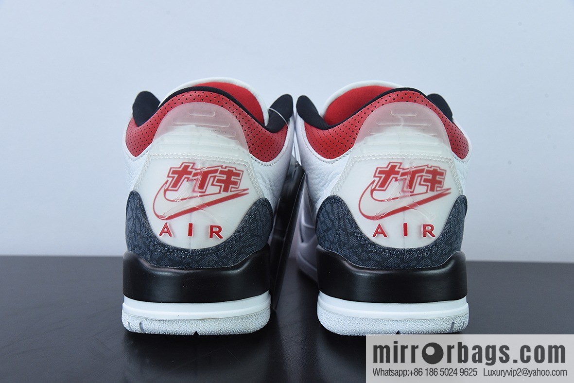 Air Jordan 3 SE-T Denim Fire Red AJ3 Flame Red, Japanese men's sneakers