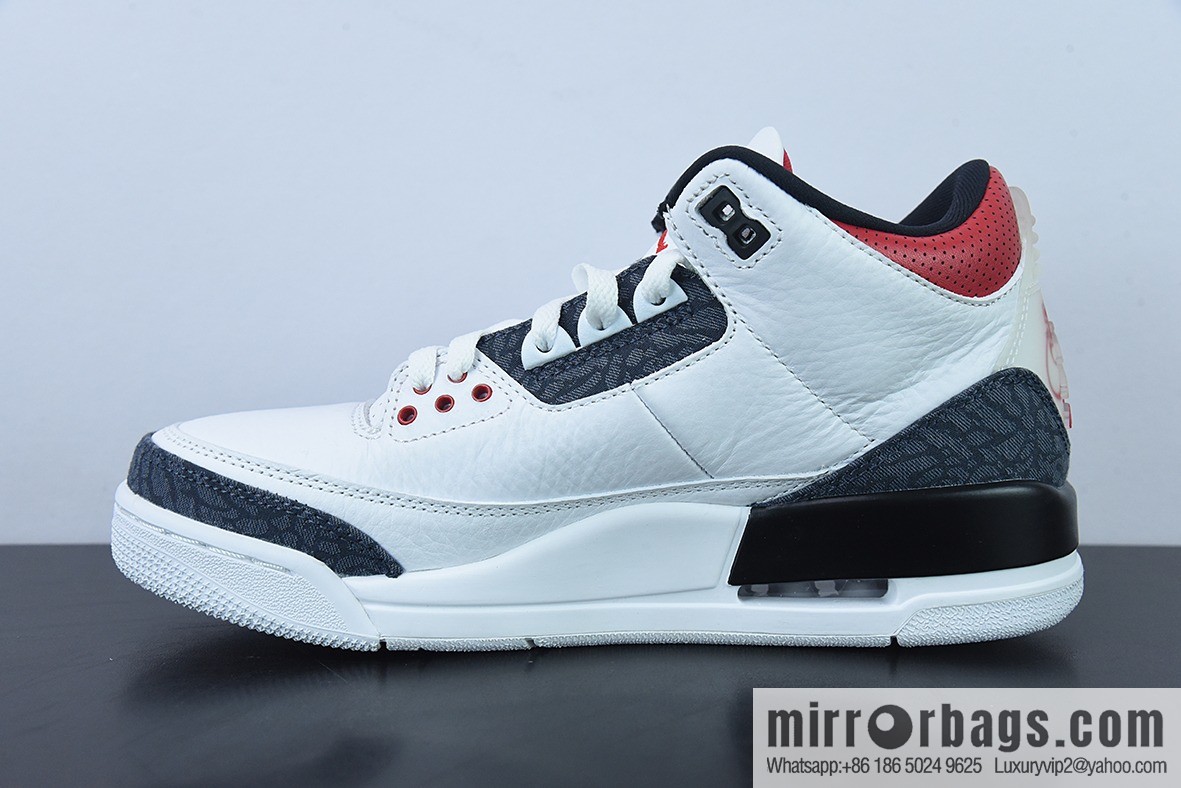 Air Jordan 3 SE-T Denim Fire Red AJ3 Flame Red, Japanese men's sneakers