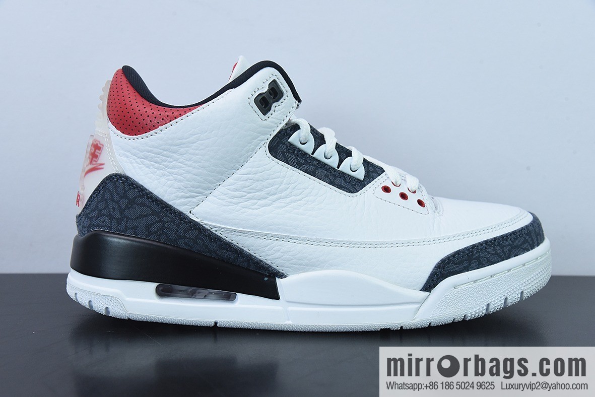 Air Jordan 3 SE-T Denim Fire Red AJ3 Flame Red, Japanese men's sneakers