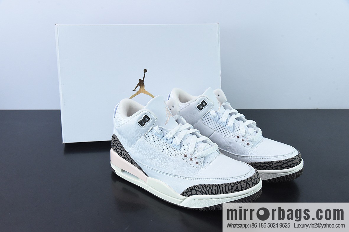 L00H6 pure original Air Jordan 3 Retro aj3 white brown powder, Sakura Unisex same sneakers CK9246-102